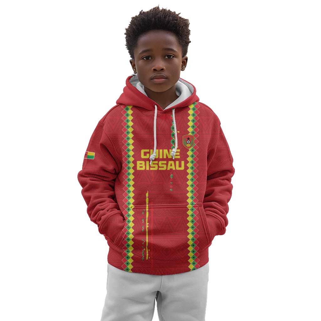 Custom Guinea Bissau Football Kid Hoodie Go Djurtus - African Pattern