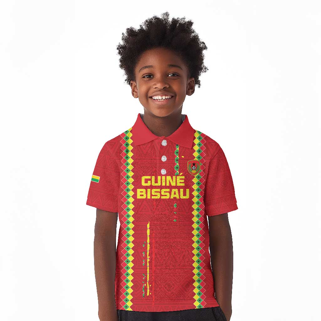 Custom Guinea Bissau Football Kid Polo Shirt Go Djurtus - African Pattern