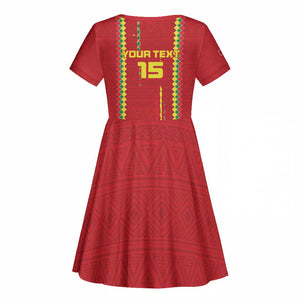 Custom Guinea Bissau Football Kid Short Sleeve Dress Go Djurtus - African Pattern