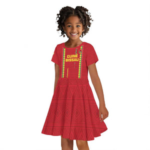 Custom Guinea Bissau Football Kid Short Sleeve Dress Go Djurtus - African Pattern