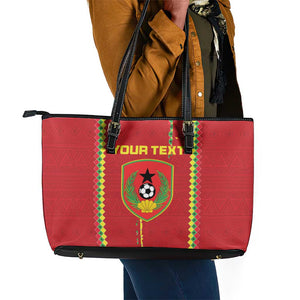 Custom Guinea Bissau Football Leather Tote Bag Go Djurtus - African Pattern