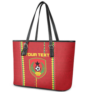 Custom Guinea Bissau Football Leather Tote Bag Go Djurtus - African Pattern