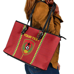 Custom Guinea Bissau Football Leather Tote Bag Go Djurtus - African Pattern