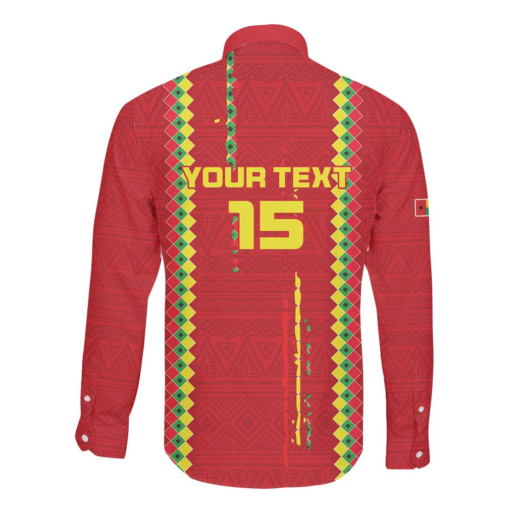 Custom Guinea Bissau Football Long Sleeve Button Shirt Go Djurtus - African Pattern