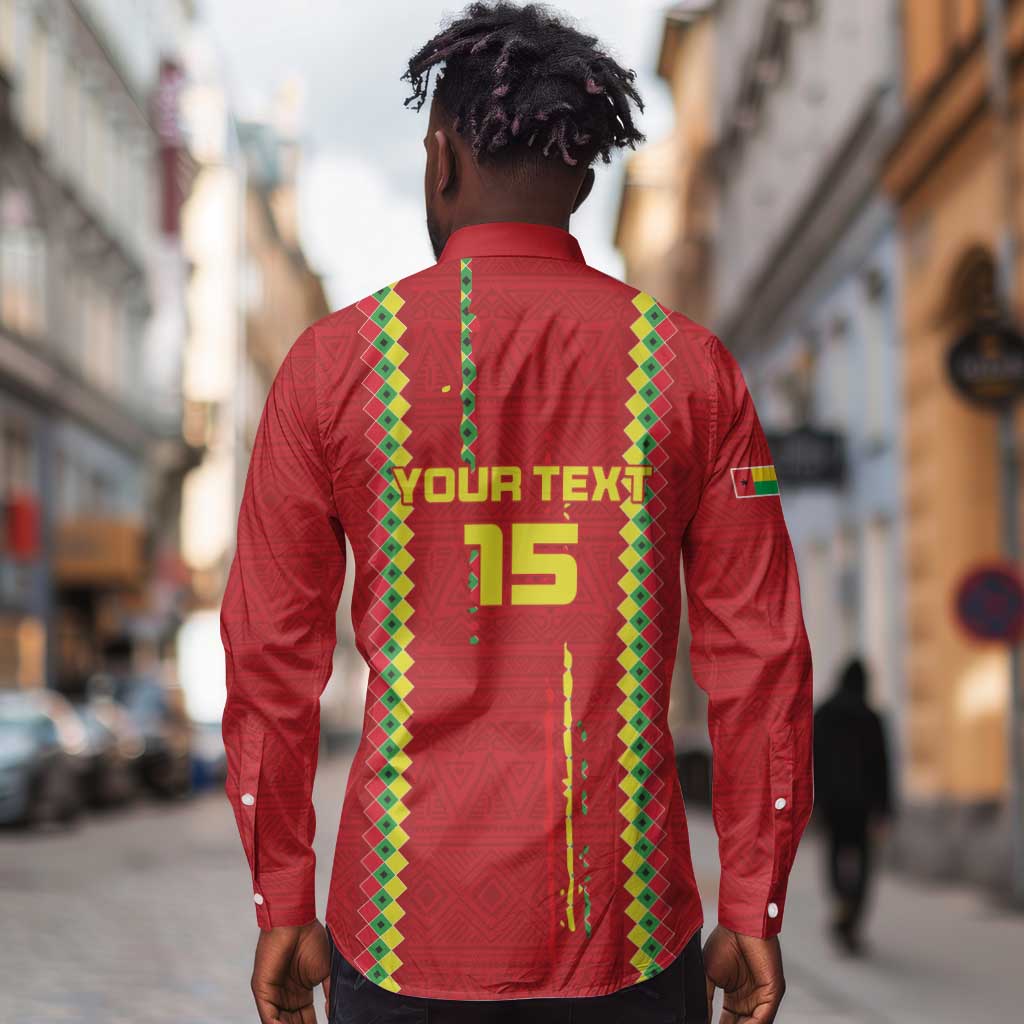 Custom Guinea Bissau Football Long Sleeve Button Shirt Go Djurtus - African Pattern