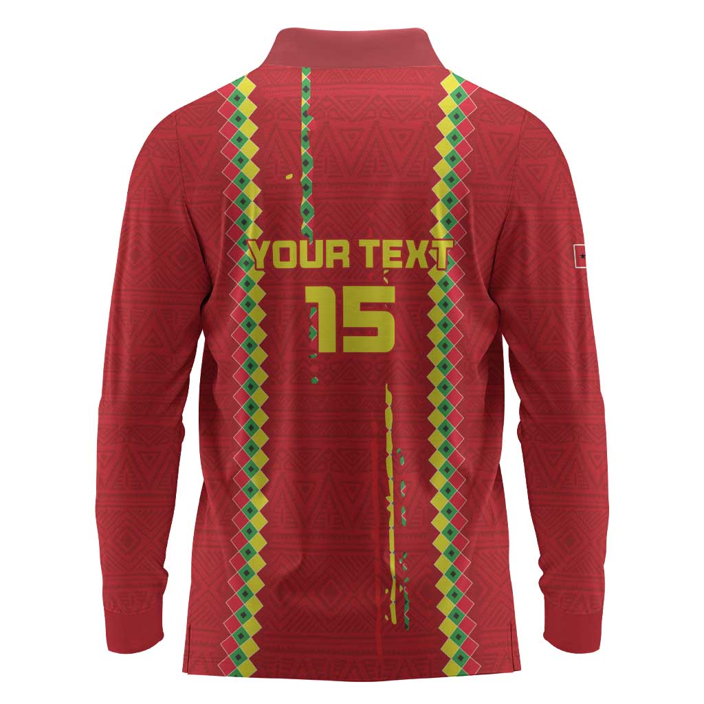 Custom Guinea Bissau Football Long Sleeve Polo Shirt Go Djurtus - African Pattern