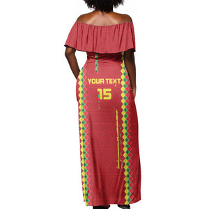 Custom Guinea Bissau Football Off Shoulder Maxi Dress Go Djurtus - African Pattern