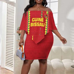 Custom Guinea Bissau Football Off Shoulder Short Dress Go Djurtus - African Pattern