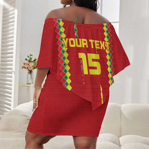 Custom Guinea Bissau Football Off Shoulder Short Dress Go Djurtus - African Pattern