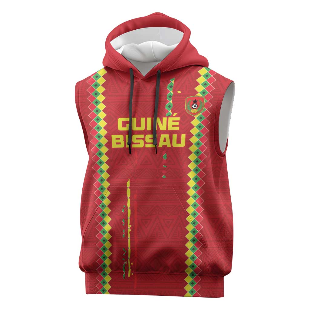 Custom Guinea Bissau Football Sleeveless Hoodie Go Djurtus - African Pattern - African Pride