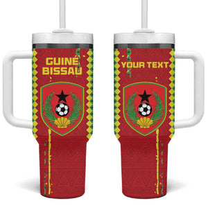 Custom Guinea Bissau Football Tumbler With Handle Go Djurtus - African Pattern