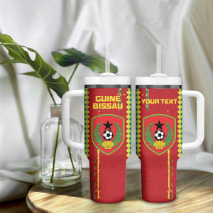 Custom Guinea Bissau Football Tumbler With Handle Go Djurtus - African Pattern