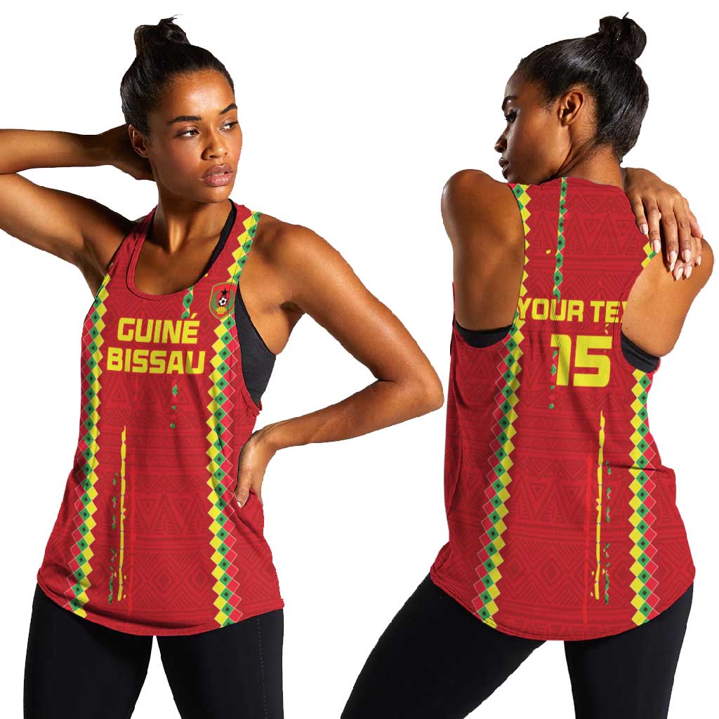 Custom Guinea Bissau Football Women Racerback Tank Go Djurtus - African Pattern