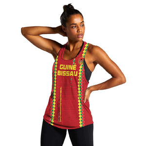 Custom Guinea Bissau Football Women Racerback Tank Go Djurtus - African Pattern