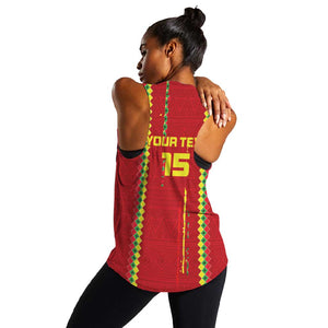 Custom Guinea Bissau Football Women Racerback Tank Go Djurtus - African Pattern