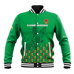 Custom Guinea Bissau Football Baseball Jacket African Wild Dog - Go Djurtus