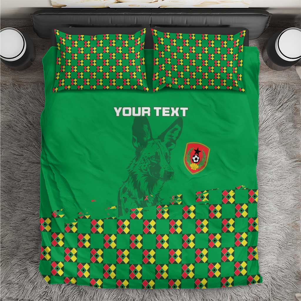 Custom Guinea Bissau Football Bedding Set African Wild Dog - Go Djurtus