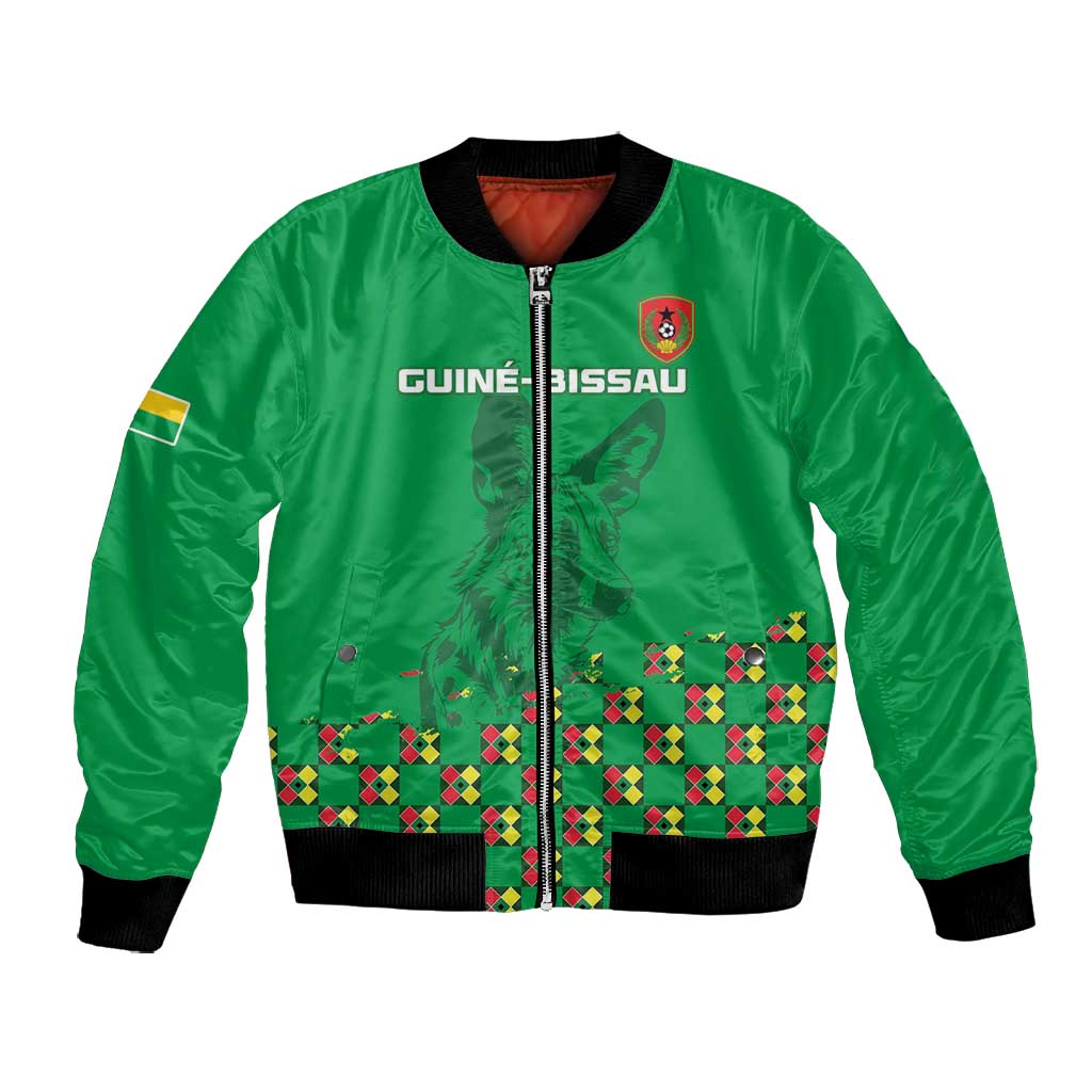 Custom Guinea Bissau Football Bomber Jacket African Wild Dog - Go Djurtus