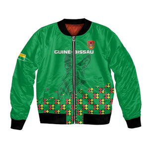 Custom Guinea Bissau Football Bomber Jacket African Wild Dog - Go Djurtus