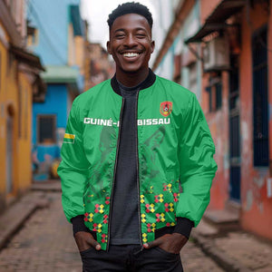 Custom Guinea Bissau Football Bomber Jacket African Wild Dog - Go Djurtus