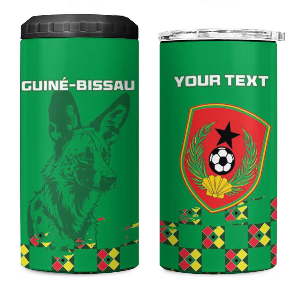 Custom Guinea Bissau Football 4 in 1 Can Cooler Tumbler African Wild Dog - Go Djurtus