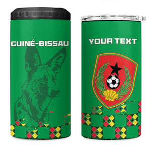 Custom Guinea Bissau Football 4 in 1 Can Cooler Tumbler African Wild Dog - Go Djurtus