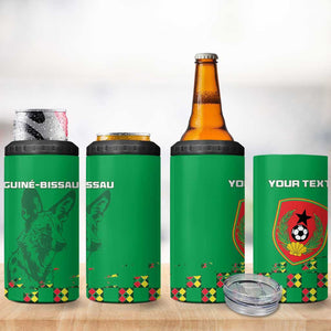 Custom Guinea Bissau Football 4 in 1 Can Cooler Tumbler African Wild Dog - Go Djurtus