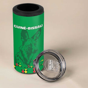 Custom Guinea Bissau Football 4 in 1 Can Cooler Tumbler African Wild Dog - Go Djurtus