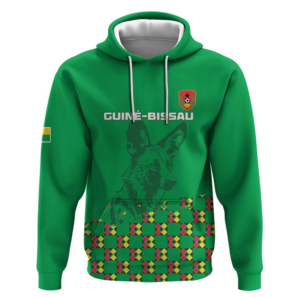 Custom Guinea Bissau Football Hoodie African Wild Dog - Go Djurtus