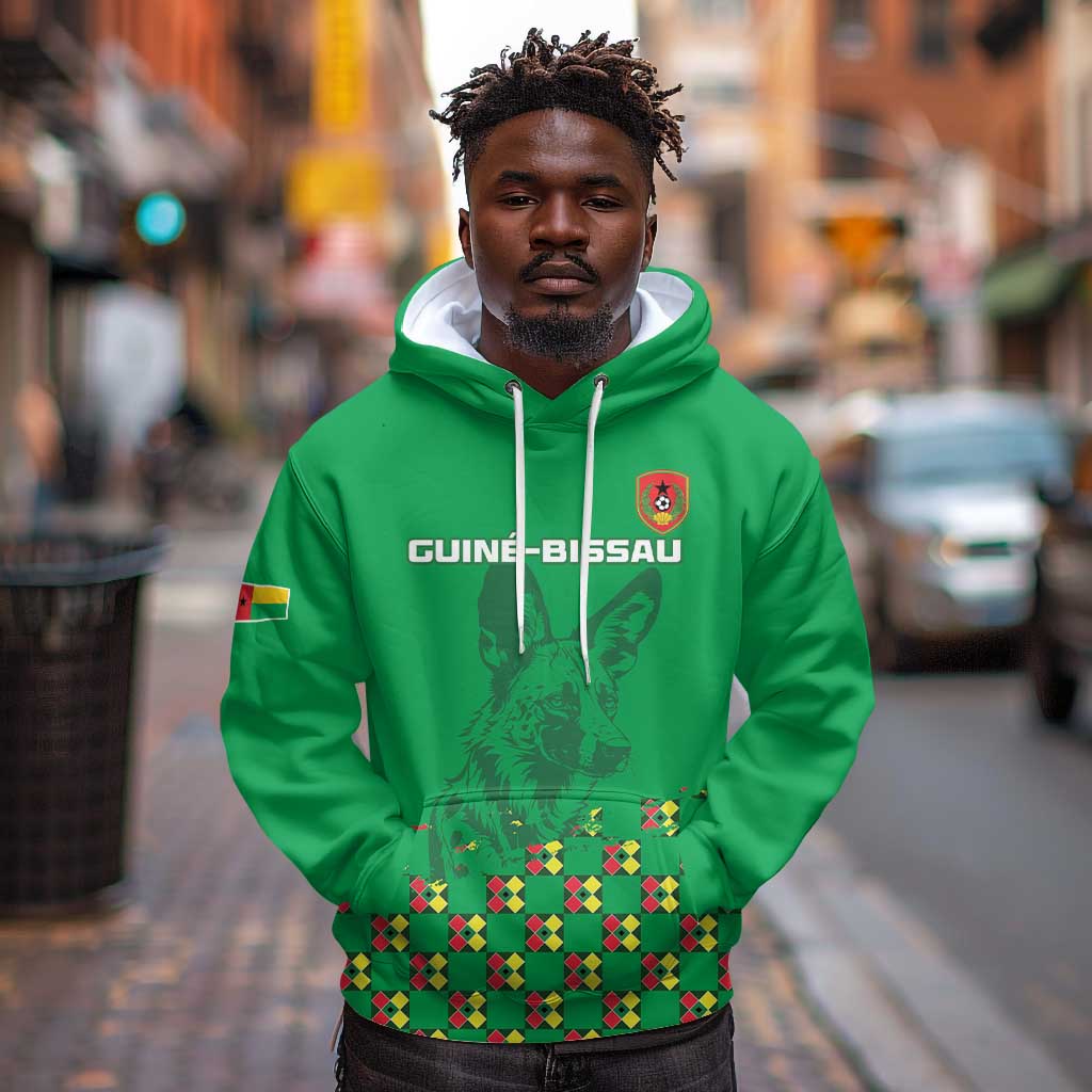 Custom Guinea Bissau Football Hoodie African Wild Dog - Go Djurtus