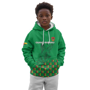 Custom Guinea Bissau Football Kid Hoodie African Wild Dog - Go Djurtus