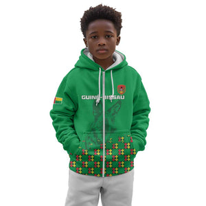 Custom Guinea Bissau Football Kid Hoodie African Wild Dog - Go Djurtus