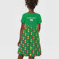 Custom Guinea Bissau Football Kid Short Sleeve Dress African Wild Dog - Go Djurtus