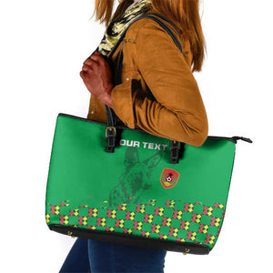 Custom Guinea Bissau Football Leather Tote Bag African Wild Dog - Go Djurtus