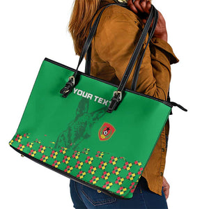 Custom Guinea Bissau Football Leather Tote Bag African Wild Dog - Go Djurtus