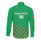 Custom Guinea Bissau Football Long Sleeve Button Shirt African Wild Dog - Go Djurtus