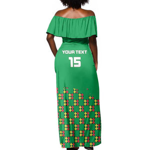 Custom Guinea Bissau Football Off Shoulder Maxi Dress African Wild Dog - Go Djurtus