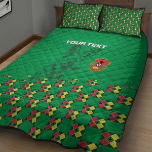 Custom Guinea Bissau Football Quilt Bed Set African Wild Dog - Go Djurtus