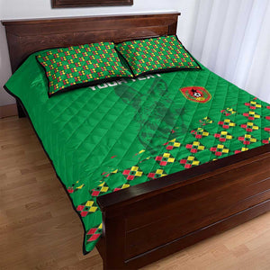 Custom Guinea Bissau Football Quilt Bed Set African Wild Dog - Go Djurtus