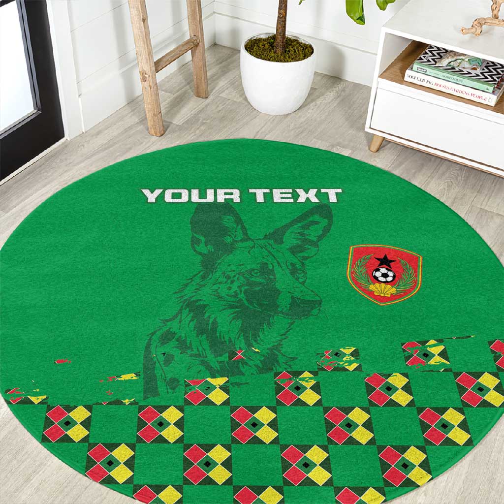 Custom Guinea Bissau Football Round Carpet African Wild Dog - Go Djurtus