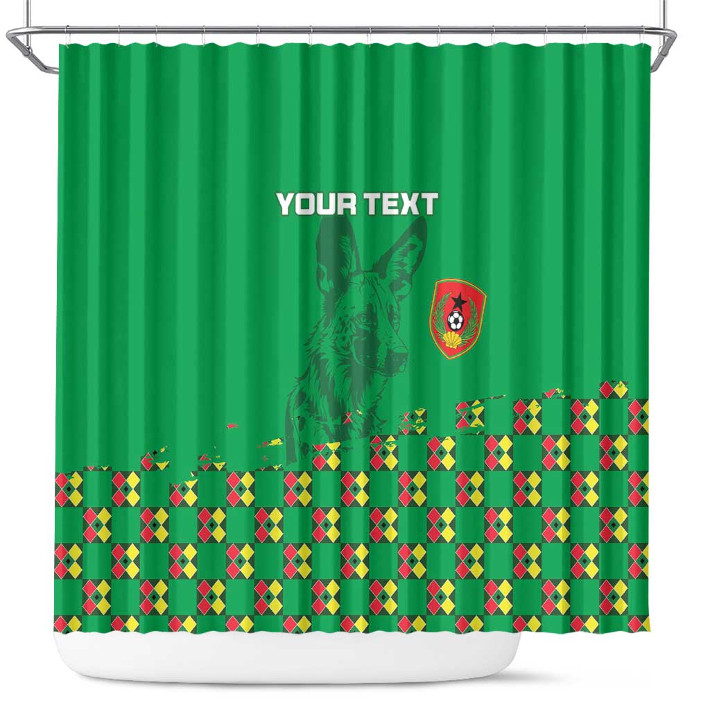 Custom Guinea Bissau Football Shower Curtain African Wild Dog - Go Djurtus