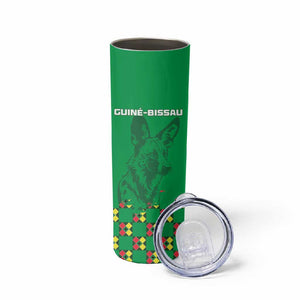 Custom Guinea Bissau Football Skinny Tumbler African Wild Dog - Go Djurtus