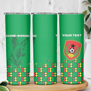 Custom Guinea Bissau Football Skinny Tumbler African Wild Dog - Go Djurtus