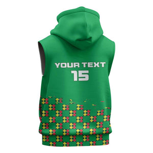 Custom Guinea Bissau Football Sleeveless Zip Hoodie African Wild Dog - Go Djurtus - African Pride