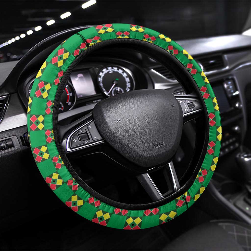 Guinea Bissau Football Steering Wheel Cover African Wild Dog - Go Djurtus