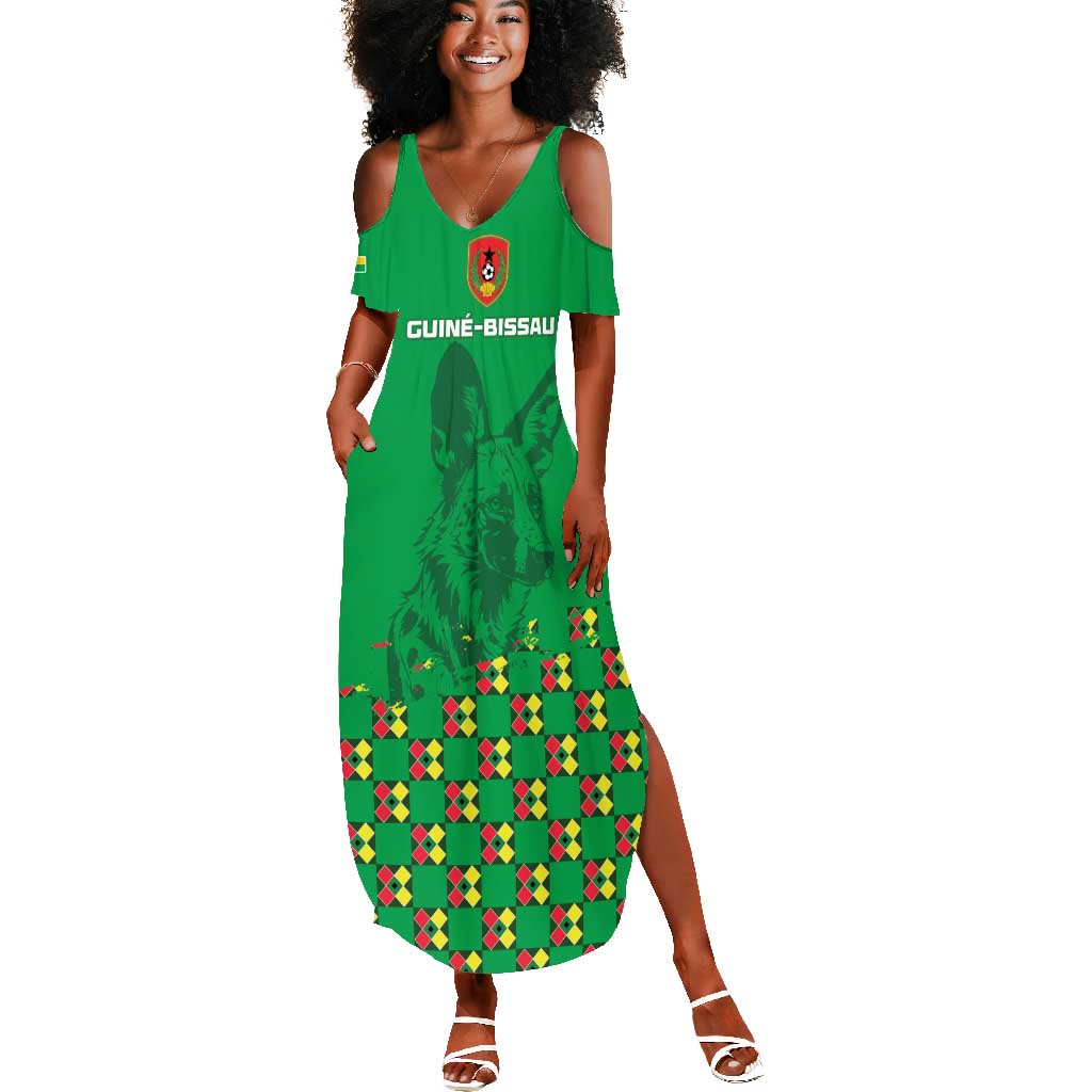 Custom Guinea Bissau Football Summer Maxi Dress African Wild Dog - Go Djurtus