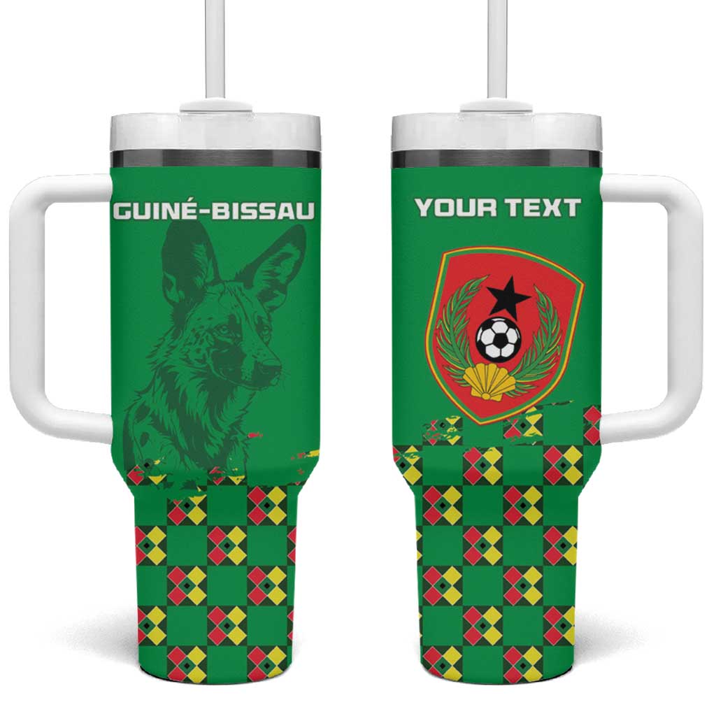 Custom Guinea Bissau Football Tumbler With Handle African Wild Dog - Go Djurtus