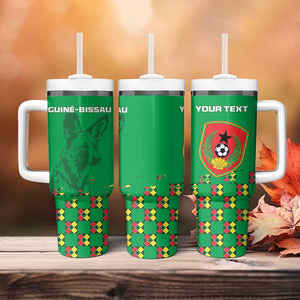 Custom Guinea Bissau Football Tumbler With Handle African Wild Dog - Go Djurtus