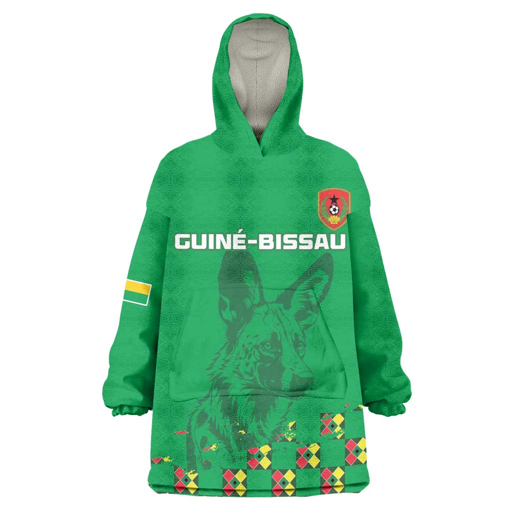 Custom Guinea Bissau Football Wearable Blanket Hoodie African Wild Dog - Go Djurtus