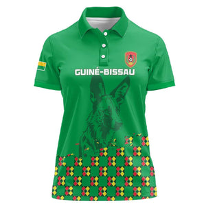 Custom Guinea Bissau Football Women Polo Shirt African Wild Dog - Go Djurtus